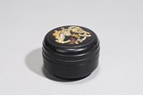 A CHINESE ZITAN EMBELLISHED CIRCULAR BOX AND COVER