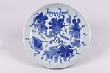 A CHINESE BLUE AND WHITE 'SQUIRREL AND GRAPE VINES' CHARGER