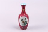 A CHINESE FAMILLE ROSE  'FLOWERS AND BIRDS' SGRAFFIATO VASE