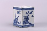A BLUE AND WHITE 'FLOWERS' PORCELAIN PILLOW