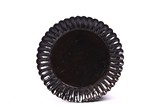 A CHINESE BLACK LACQUERED WOOD 'CHRYSANTHEMUM' DISH